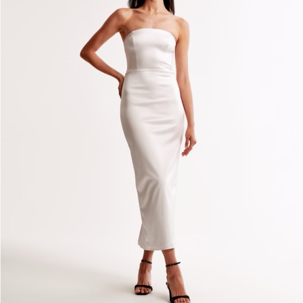 Abercrombie & Fitch White satin sculpt maxi dress